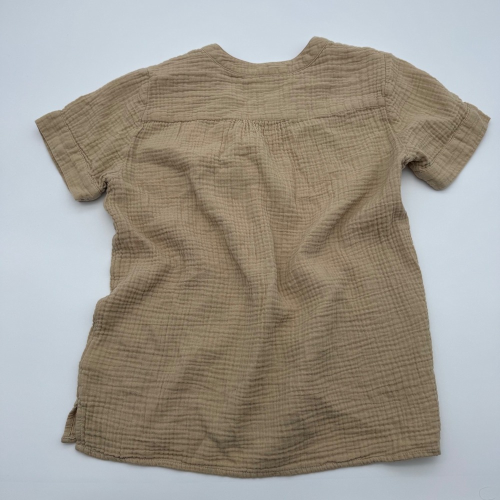 J.Crew Re-Imagined Double Gauze Cotton V-Neck Top Tan Beige XS Short Sleeve - Picture 4 of 4